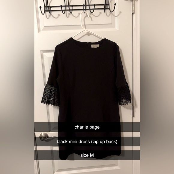 CHARLIE PAGE black mini dress size Medium 
Zip up back - Picture 1 of 1